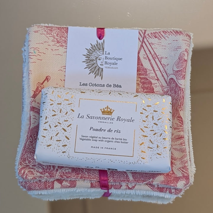 Cotons Démaquillants - Collection Toile de Jouy Bord de Mer Rose Poudré