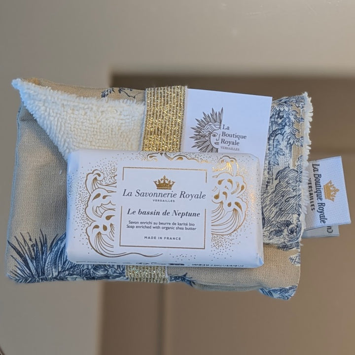 Pochette à Savon - Collection Toile de Jouy Pastorale Bleu fond Beige