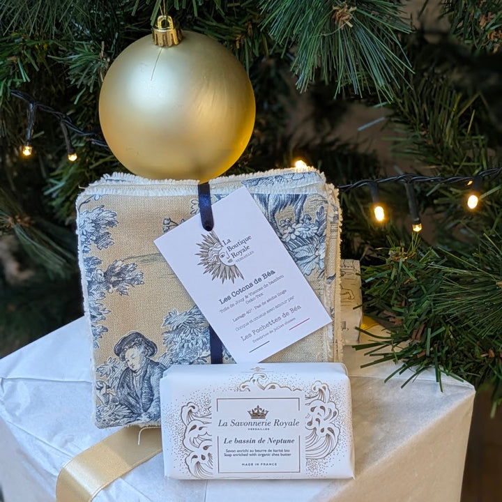 Cotons Démaquillants - Collection Toile de Jouy Pastorale Bleu fond Beige